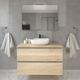 Cosyneo - Meuble de salle de bain 2 tiroirs avec vasque à poser arrondie et miroir avec applique