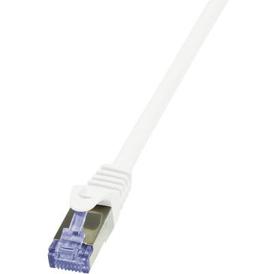 CQ3081S RJ45 Netzwerkkabel, Patchkabel cat 6a s/ftp 7.50 m Weiß Flammwidrig, mit Rastnasens Image
