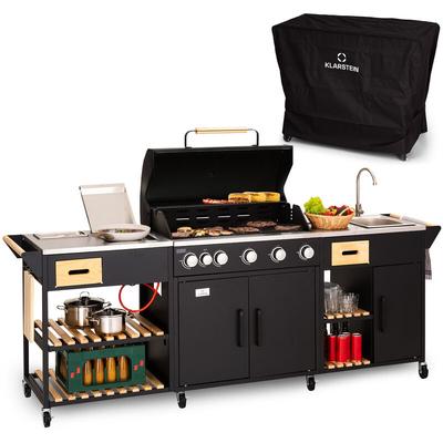 Gasgrill für Camping Balkon Garten, Grill mit 6 Brenner, 20400W Edelstahl-Gasgrill, Outdoor Image