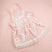 opvise Dog Cat Dress Big Hem Lace Flower Print Sleeveless Pleated Dress-up Breathable Princess Style Sling Dress Pink