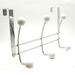 Over the Door 6 Metal Hooks Rack Chrome-White