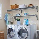 EZ Shelf - DIY Expandable Laundry Room Kit - Silver - 1 Expandable Shelf and Rod and 1 Expandable Shelf - each 40 - 75 - Easy to Install - Strong - Wire Shelving Alternative