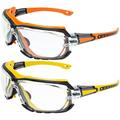 2 Pairs of Global Vision Octane Padded Safety Glasses Orange and Yellow Gaskets Clear Lens