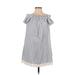 Zara Basic Casual Dress - Mini Boatneck Short sleeves: Blue Print Dresses - Women's Size Small