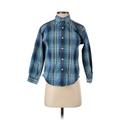 Gap Long Sleeve Button Down Shirt: Blue Plaid Tops - Women's Size Medium
