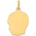 14k Yellow Gold Plain Medium .027 Gauge Facing Left Engravable Boy Head (13x21mm) Pendant / Charm