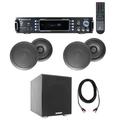 (4) Black Ceiling Speaker+Bluetooth Amp/Receiver+Subwoofer 4 Restaurant/Office