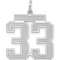 Sterling Silver Silver/Rhodium-Plated Satin Number 33 Charm (25 X 21) Made In United States qpp33