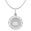 Sterling Silver Happy Birthday Disc Charm (15mm x 22mm) on a Sterling Silver 16 Inch Box Chain