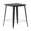Flash Furniture Declan Commercial Indoor/Outdoor Bar Top Table 31.5 Square All Weather Black Poly Resin Top with Black Steel base