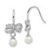 11.8mm Cheryl M 925 Sterling Silver Rhodium Plated Fw Cultured Pearl Brilliant cut CZ Bow Shepherd Hook DReligious Guard