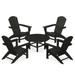 POLYWOOD Nautical 5-Piece Adirondack Chair Conversation Set in Black