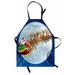 Santa Apron Christmas Night Scenery Claus on His Sledge Flying to the Moon Unisex Kitchen Bib with Adjustable Neck for Cooking Gardening Adult Size Multicolor by Ambesonne