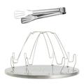 SNNROO Tray 4 Slice Porous Foldable Stainless Steel Portable Cookware Rack Bread for Traveling Outdoor Party Room Cooker BBQ -with Stainless Steel Anti-Scald Bread Steak Clip