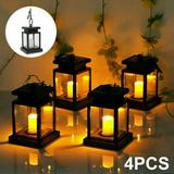 4-Piece EpicGadget Outdoor Hanging Solar Lights Waterproof LED Lamp Flickering Flameless Candles Lights Decorative Lantern Lighting for Garden Backyard Lawn Patio Table Pathway Decorations