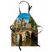 Amsterdam Apron Old Bridge over a Canal with Bicycles and Historical Famous Houses of Holland Unisex Kitchen Bib with Adjustable Neck for Cooking Gardening Adult Size Multicolor by Ambesonne