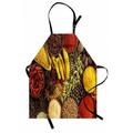 Spice Apron Top View Illustration of Traditional Herbs and Spices in Bowls Chili Seasonal Unisex Kitchen Bib with Adjustable Neck for Cooking Gardening Adult Size Multicolor by Ambesonne