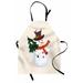 Snowman Apron Happy Snowman in a Scarf and a Hat Holding a Christmas Tree Merry Holiday Feels Unisex Kitchen Bib with Adjustable Neck for Cooking Gardening Adult Size Multicolor by Ambesonne