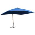 Anself Hanging Parasol with Wooden Pole Garden Folding Beach Umbrella Blue for Backyard Terrace Poolside Supermarket Outdoor Furniture 157.5 x 118.1 x 112.2 Inches (L x W x H)