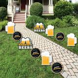 Big Dot of Happiness Cheers and Beers Happy Birthday - Beer Mug Lawn Decorations - Outdoor Birthday Party Yard Decorations - 10 Piece
