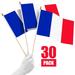 G128 30 Pack Handheld France French Stick Flags | 12x18 In | Printed 150D Polyester Country Flag Solid Wooden Stick Spear Gold Tip