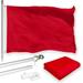 G128 Combo Pack: 5 Ft Tangle Free Aluminum Spinning Flagpole (Silver) & Solid Red Color Flag 2.5x4 Ft LiteWeave Pro Series Printed 150D Polyester | Pole with Flag Included