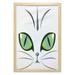 Eye Wall Art with Frame Face of an Siberian Cat Green Eyes and Whiskers Watchful Animal Printed Fabric Poster for Bathroom Living Room Dorms 23 x 35 Yellow Green Grey Black by Ambesonne