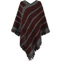 PIKADINGNIS Women Ethnic Shawl Cape Warm Knitted Fringed Shawl Poncho Cape for Fall Winter