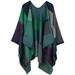 QWZNDZGR Womens Blanket Shawls Wraps Winter Printed Open Front Poncho Cape Plaid Shawls for Women