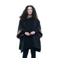 Linda Anderson Le Moda Liza Cozy Coat Fleece Poncho with Faux Fur Trim