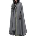 Winter Long Cape Women Warm Robe Wool Hooded Cloak Jacket Windproof Poncho Coat Costume