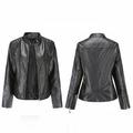 Bescita Women s Slim Leather Stand Collar Zip Motorcycle Suit Belt Coat Jacket Tops