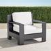 St. Kitts Lounge Chair with Cushions in Matte Black Aluminum - Classic Linen Bleu, Quick Dry - Frontgate