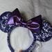 Disney Accessories | Disney Parks Potion Purple Sequin Iridescent Bowminnie Mouse Ears Headband | Color: Blue/Purple | Size: Os