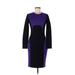 Michael Kors Casual Dress - Sheath Crew Neck 3/4 sleeves: Purple Color Block Dresses - Women's Size 6