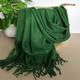 Super Soft Plain Pashmina Tassel Scarf In Forest Green