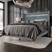 Mercer41 Anaika Low Profile Standard Bed Upholstered/Velvet/Polyester in Blue | 53.19 H x 59.1 W x 79.2 D in | Wayfair