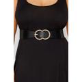 Black Twisted Buckle Wide Stretch Belt