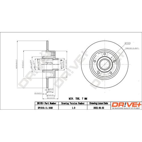 Drive+ Bremsscheibe hinten rechts links voll 260mm für RENAULT 432000010R 432007556R 432002188R DP1010.11.1648