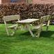 Wooden Garden Picnic Table Bench Set - Lyddington Rounded Picnic Bench Design