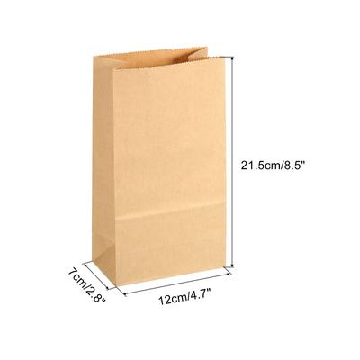 Paper Bags Brown Paper Grocery Bag 2lb 4.7x2.8x8.5 inch 65g, Pack of 50