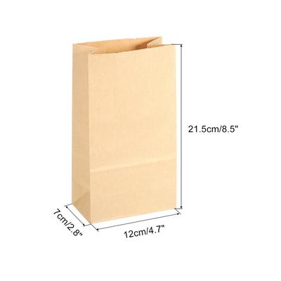 Paper Bags Brown Paper Grocery Bag 2lb 4.7x2.8x8.5 inch 90g, Pack of 100