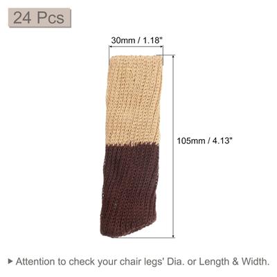 Chair Leg Sock Floor Protectors, 24pcs Knitted Furniture Sock(Beige+Dark Brown) - Beige+Dark Brown