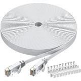 Cat6 Ethernet Cable 40 FT White Cat-6 Flat RJ45 Computer Internet LAN Network Ethernet Patch Cable Cord - 40