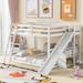 Full over Full Wooden Bunk Bed with Ladder, Slide and Shelves