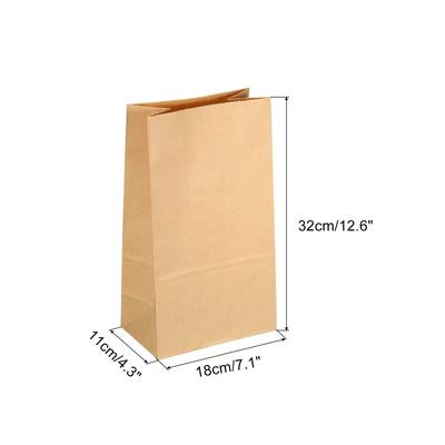 Paper Bags Brown Paper Grocery Bag 10lb 7.1x4.3x12.6 inch 60g, Pack of 50