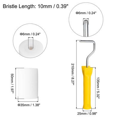 8Pcs Paint Roller Kit, 2" 10mm Thick Oily-Based Foam Rollers, Tray, 20cm Frame - Yellow, White