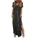 Women Spring And Summer Casual Round Neck Short Sleeved Tie Dye Print Dress Long Skirt