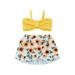 GXFC Toddler Baby Girls Summer Swimsuit Kids Girls Sleeveless Sling Top+Floral Print Ruffle Short Skirt Bathing Suit Casual Swim Cover Up 2 Pcs 9M-4T