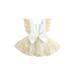 ELF Baby girl summer one-piece dress ï¼Œcotton square neck sleeveless bow embellished princess dress white/multi-colorï¼Œ0-24M